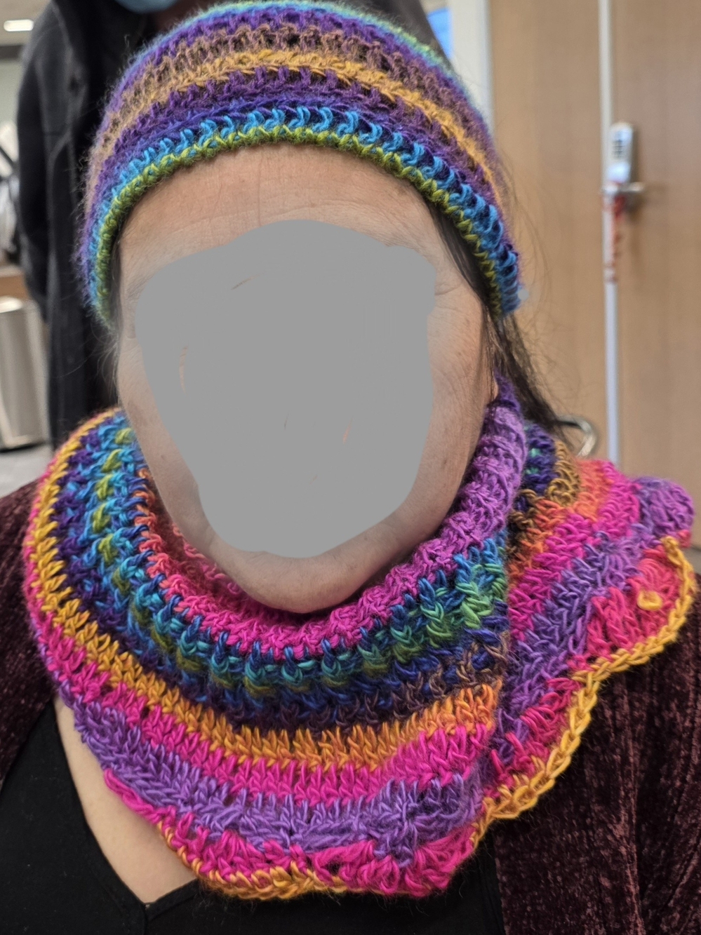 Handmade Multicolor Knit Headband and Neck Warmer Set